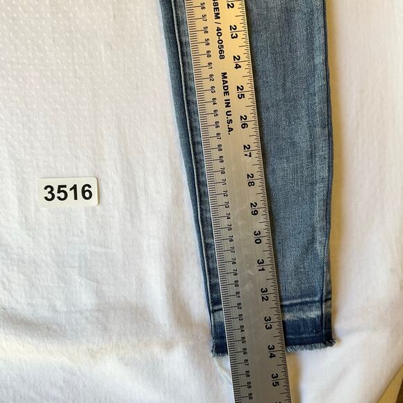 Rue 21 Women Jean Jeggings size 4 Blue Mid Rise Stretch Frayed - Picture 3 of 11